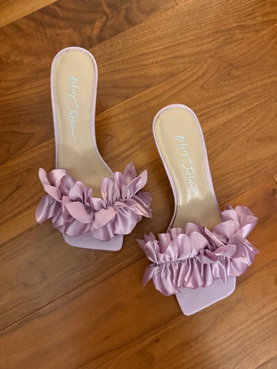 Betsey Johnson Shoes - Betsey Johnson Lilac Ruffle Kitten Heels